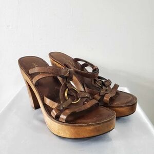 Vintage Aldo Leather Brown Platform Sandals